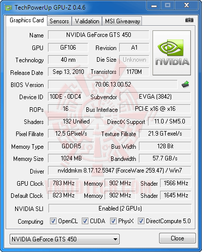 gz a1 NVIDIA GeForce GTS 450 1024MB GDDR5 SLI Review