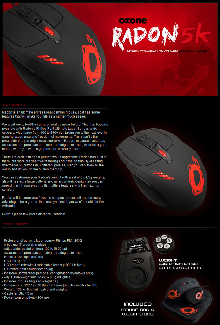 5kspec OZONE RADON 5K Laser Gaming Mouse & OZONE EXPOSURE Mousepad Review