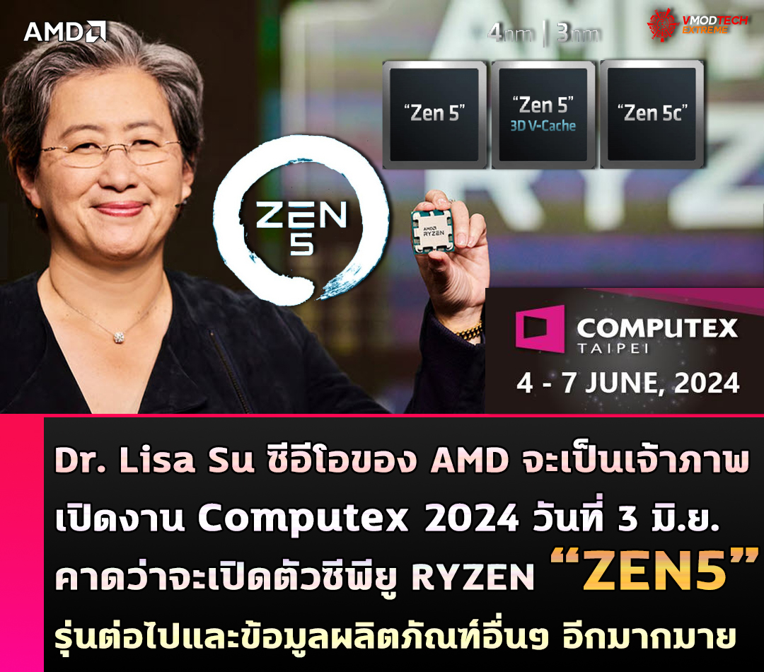 Dr. Lisa Su ซีอีโอของ AMD จะเป็นเจ้าภาพเปิดงาน Computex 2024 ในวันที่ 3